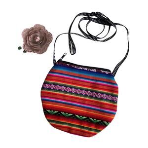 Free Hands Colorful Multicolored Woven Crossbody Purse